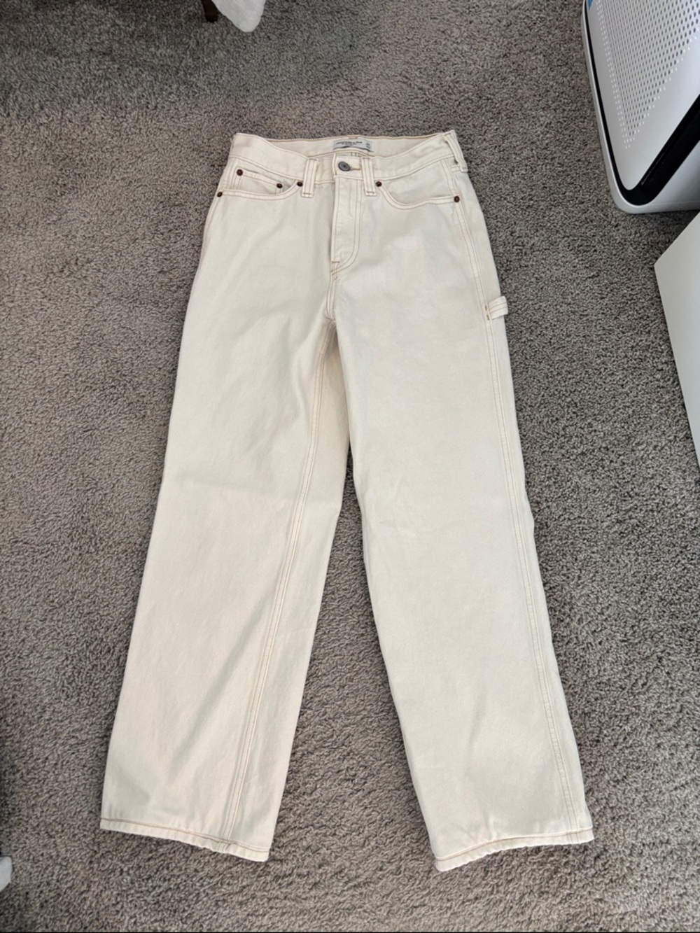 Abercrombie & Fitch Cream Straight-Leg Jeans